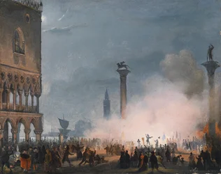 Venedig, Die Piazzetta bei Nacht